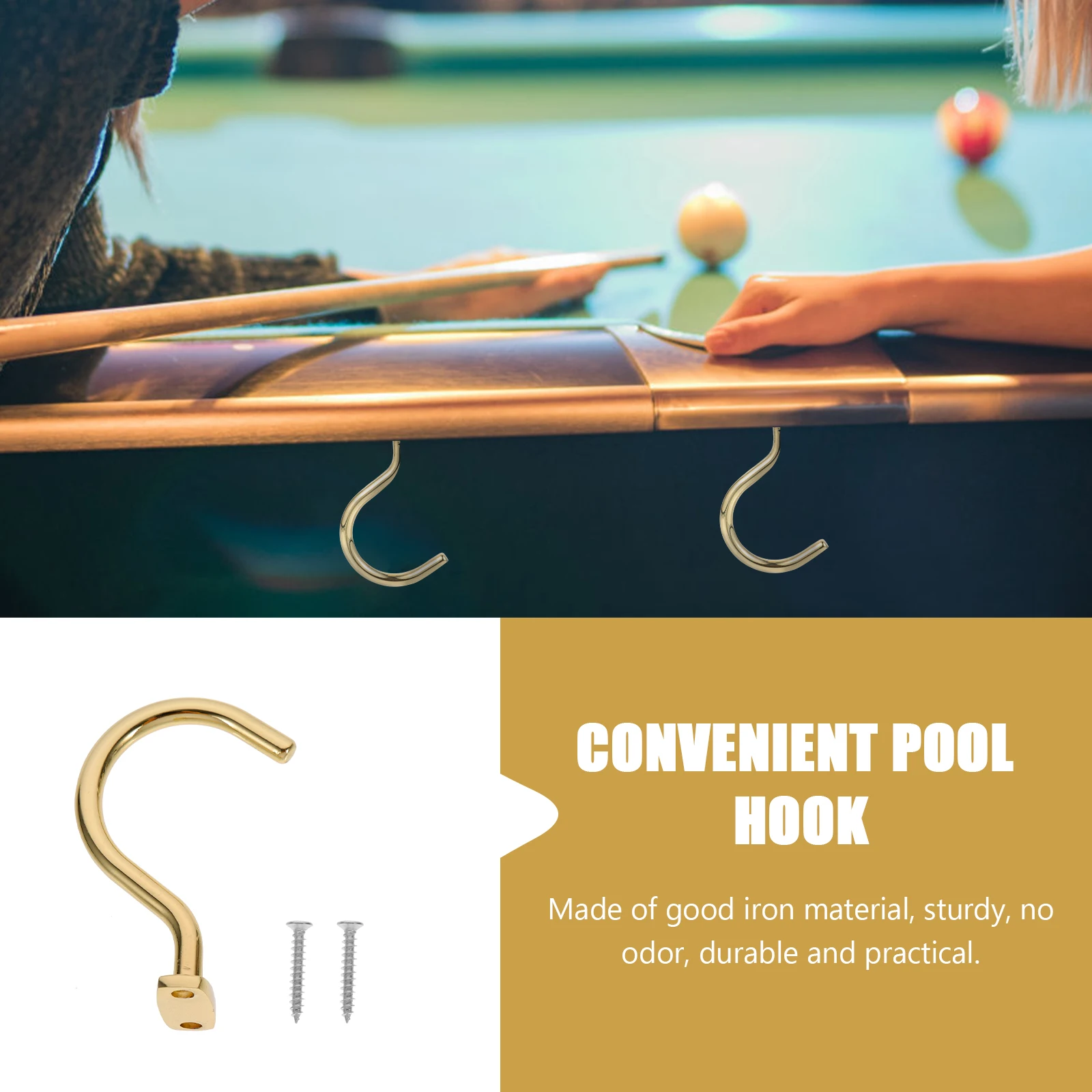 

1Set Billiard Hook Heavy-Duty Metal Material Odorless Finish Fits Standard Cues Maximize Table Space Efficient Organizer