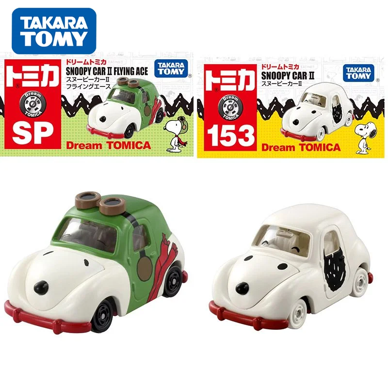 TAKARA TOMY Tomica Imitation Blue and Yellow Snoopy Sister Snoopy Alloy Car Toy Cute Dog Car Toy for Children Christmas Gifts