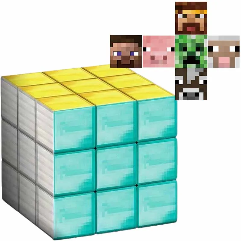 

3x3x3 Magic Cube Minecraft, снимающий стресс, волшебный без наклеек, 3-слойный скоростной волшебный куб, игрушки для детей и взрослых, развивающая игрушка