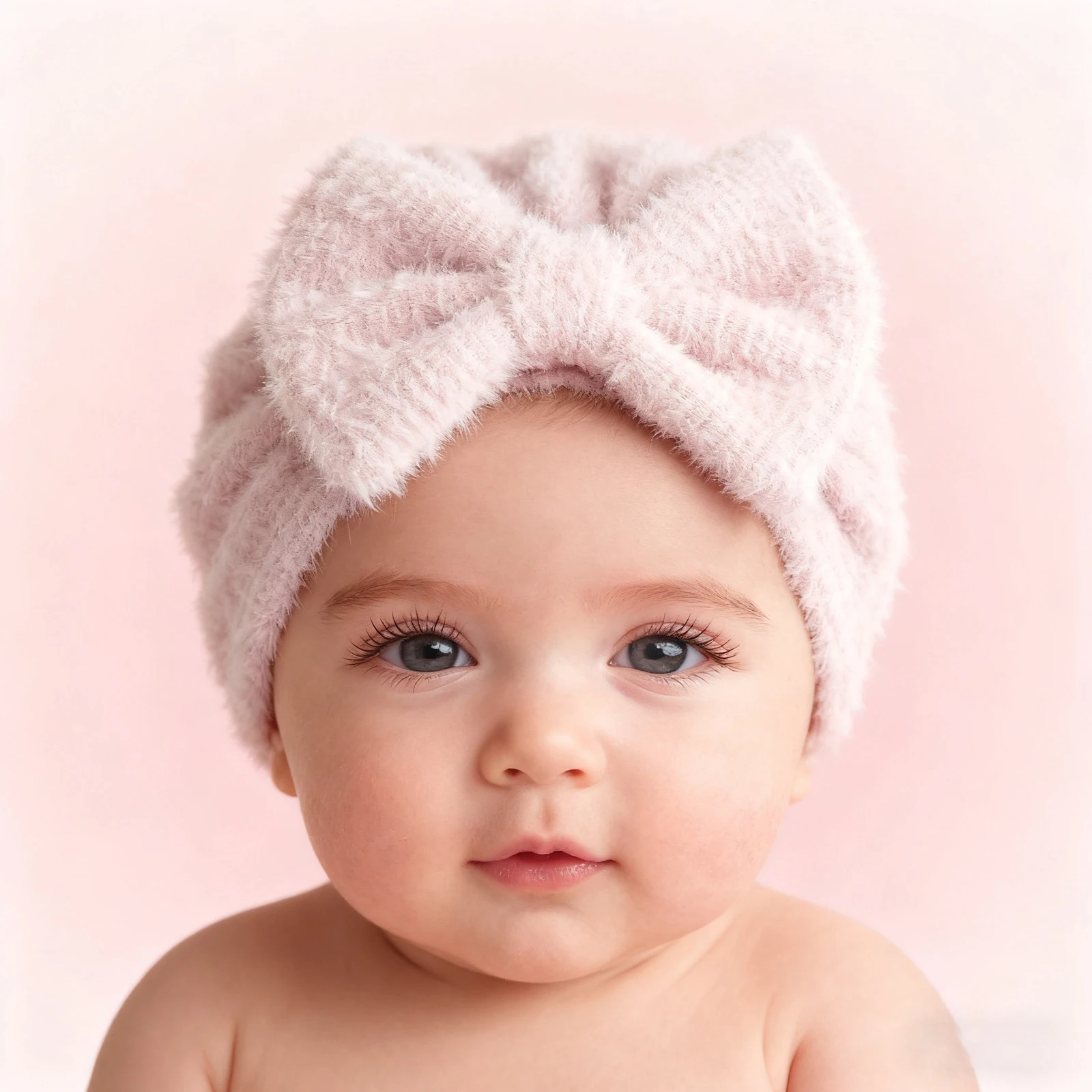 Suefunskry الرضع طفل بنين بنات قبعة عمامة شتاء دافئ فو الفراء قبعة بونيه قبعة المستشفى الوليد مع Bowknot