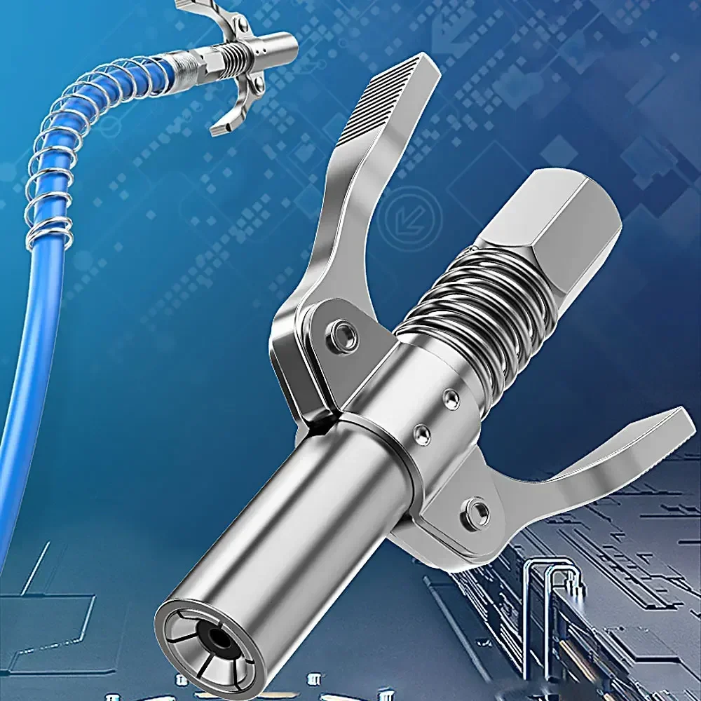 Grease Gun Coupler Heavy-Duty Quick Release NPTI/8 10000 PSI Two Press Easy To Push Oil Gun Grease Injector