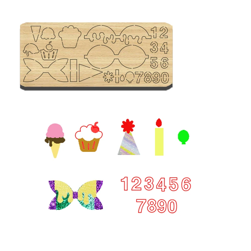 

SIZZIXDIES 1 шт., 13,8-дюймовый цифровой лук для мороженого и другие деревянные штампы подходят для большинства машин