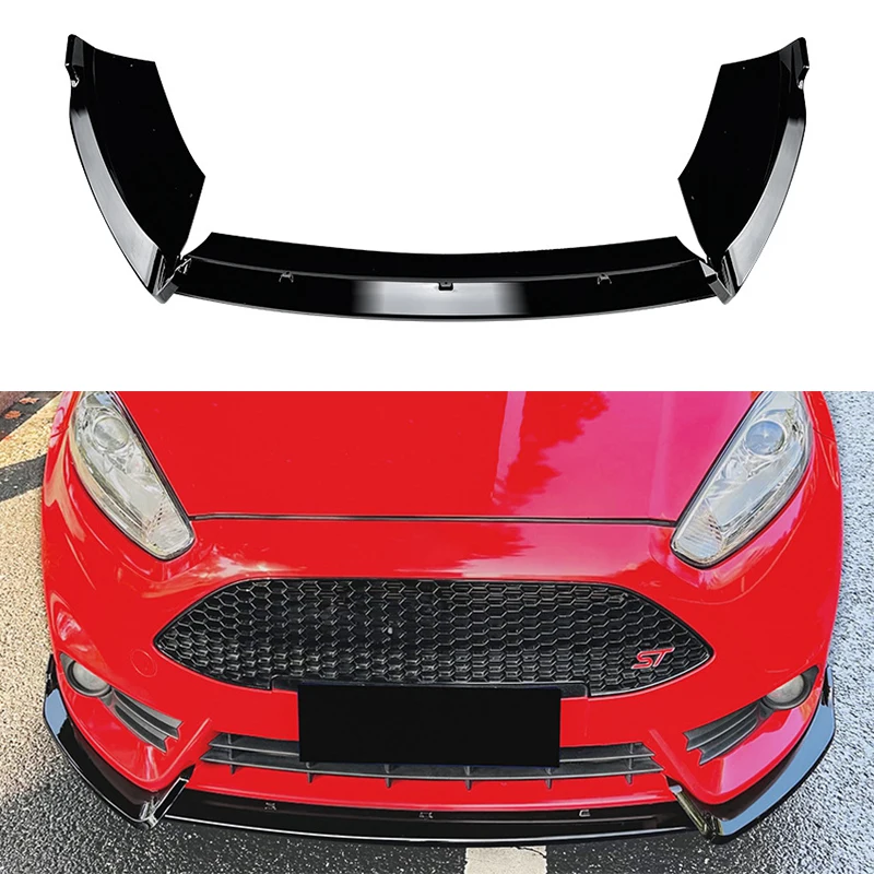 Gloss Black Front Bumper Lip Diffuser Spoiler For Ford Fiesta MK6 ST 2012-2017