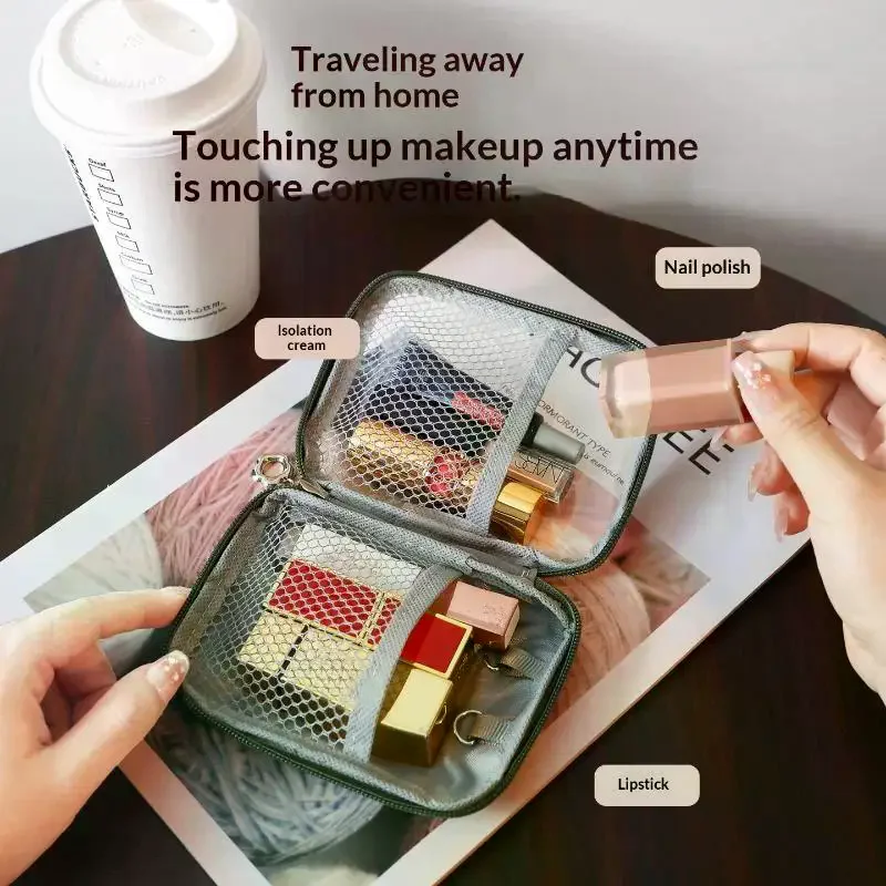 Portable Transparent Lipstick Cosmetic Pouch Touch Up Organizer For Travel Bluetooth Headphone Cable Storage Bag