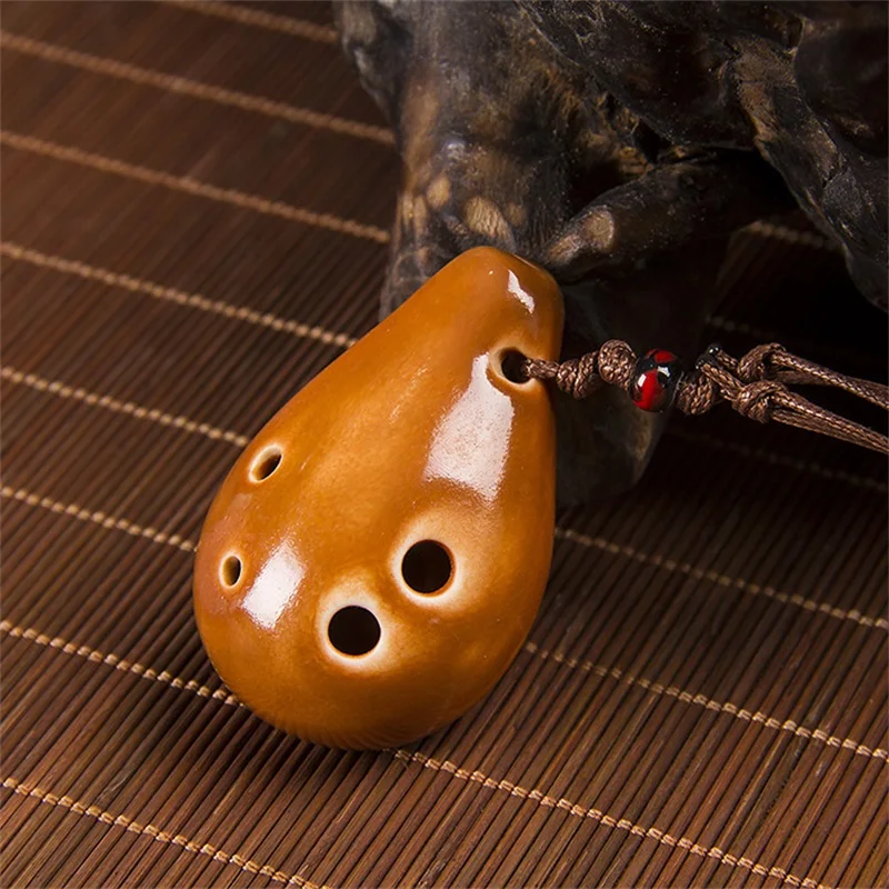 1 Pieces Ocarina 6 Hole Small Ocarina Soprano C Tone Beginner Ocarina Tourist Souvenir Teaching Ocarina Mini Ceramic Pendant