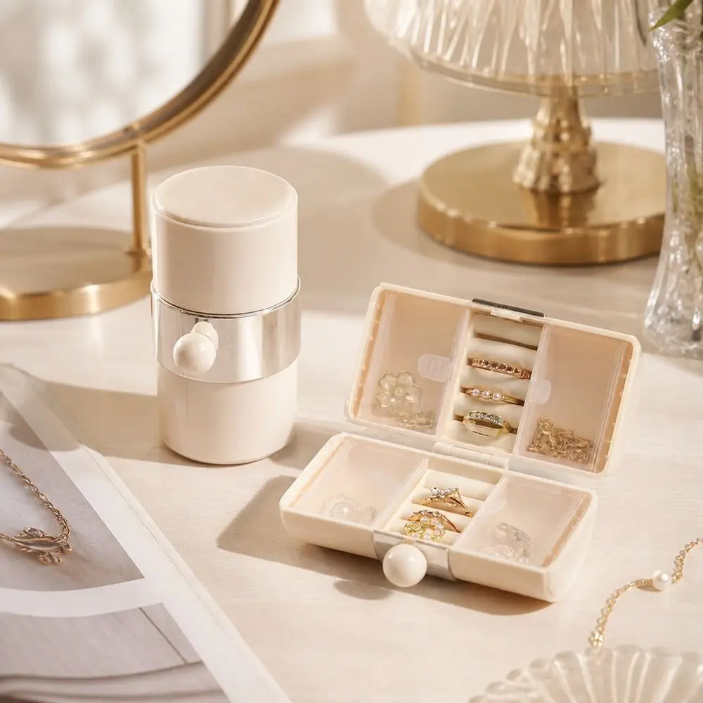 Portable Jewelry Storage Box Multiple Compartments Compact Earrings Rings Organizer Case Round Shape Jewelry Mini Shell