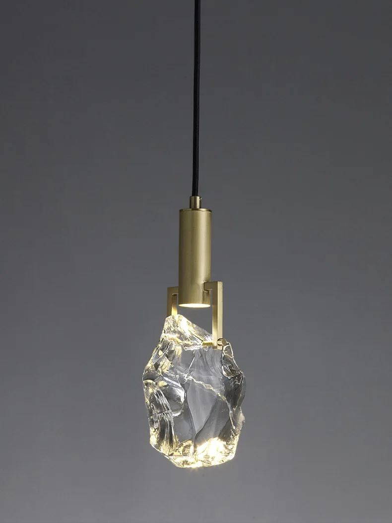 Modern Gold LED Copper Crystal Bedside Lamp Long Chandeliers Middle Size High Brightness 360 Beam Angle Project Installation