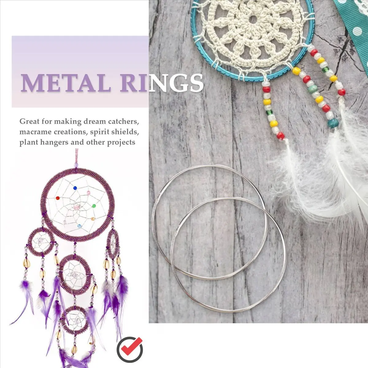 A75K 12 Pcs 4 Inch Silver Metal Rings Hoops Macrame Ring for Dream Catchers, Macrame and DIY Crafts