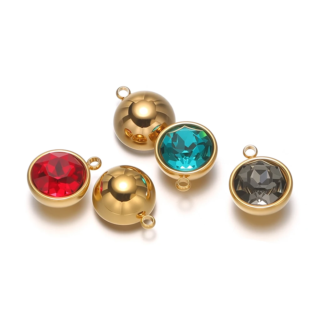 4 Stück Edelstahl-Halbkugel-Zirkonia-Anhänger für DIY-Schmuckherstellung für Frauen: Halsketten, Armbänder, Ohrringe.