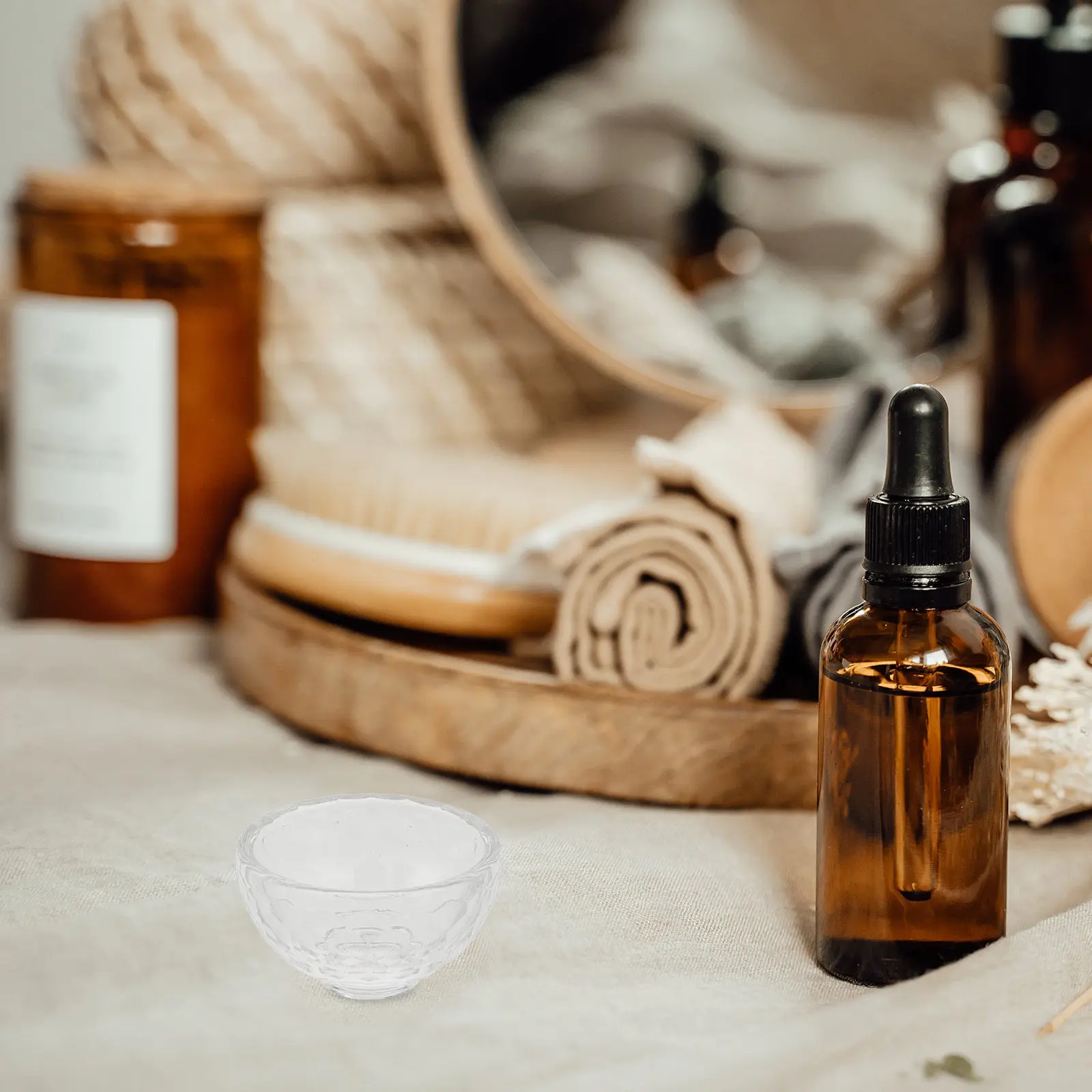 Clear Glass Facial Mixing Bowl Essential Oil Face Mask Mixing Tool for Salon Spa Beauty Accessories DIY