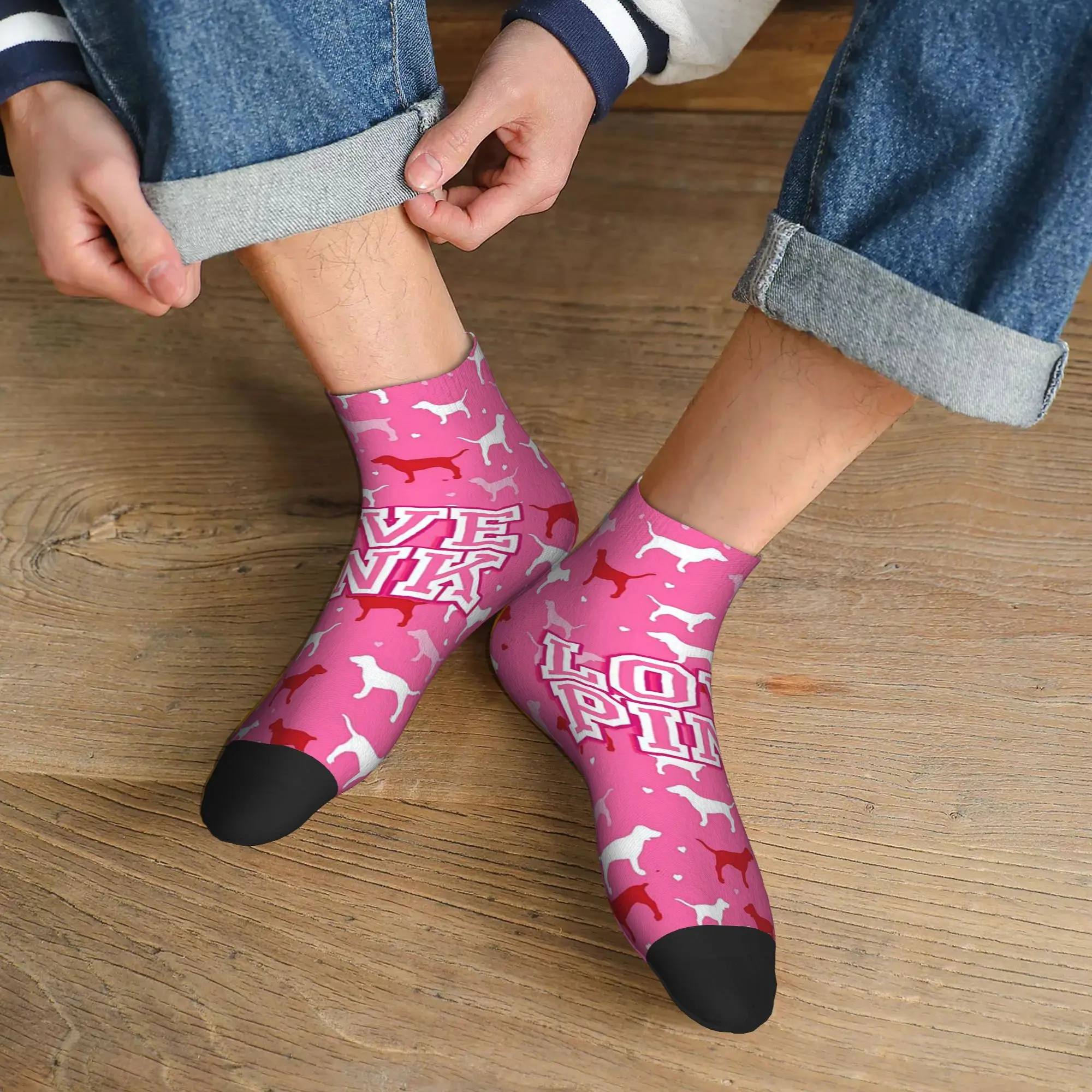 

All Seasons Love Pink Socks Harajuku High Quality Crew Socks Funny Stockings for Men Women Christmas Gifts