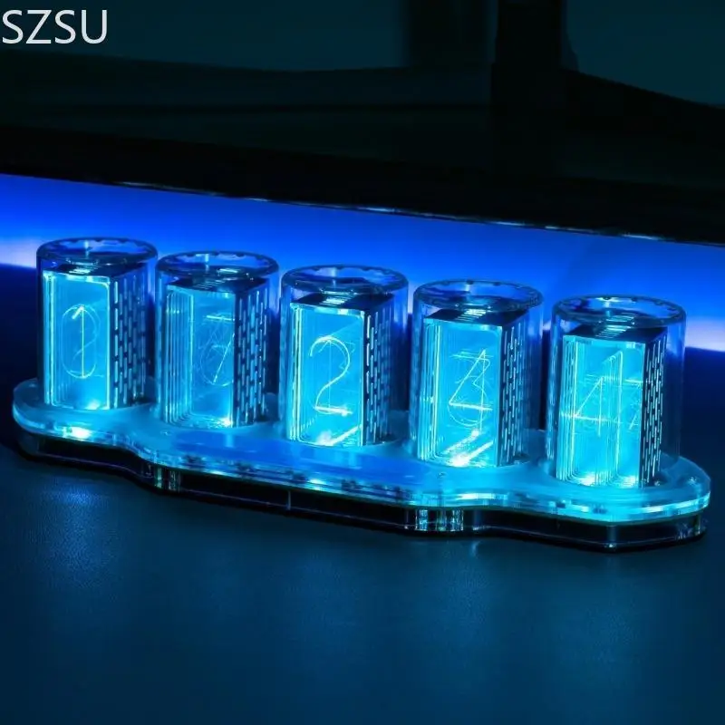 SZSU Moderne Acryl-Tischuhr Pseudo-Glow mit LED-Lichtern, Desktop-Dekoration