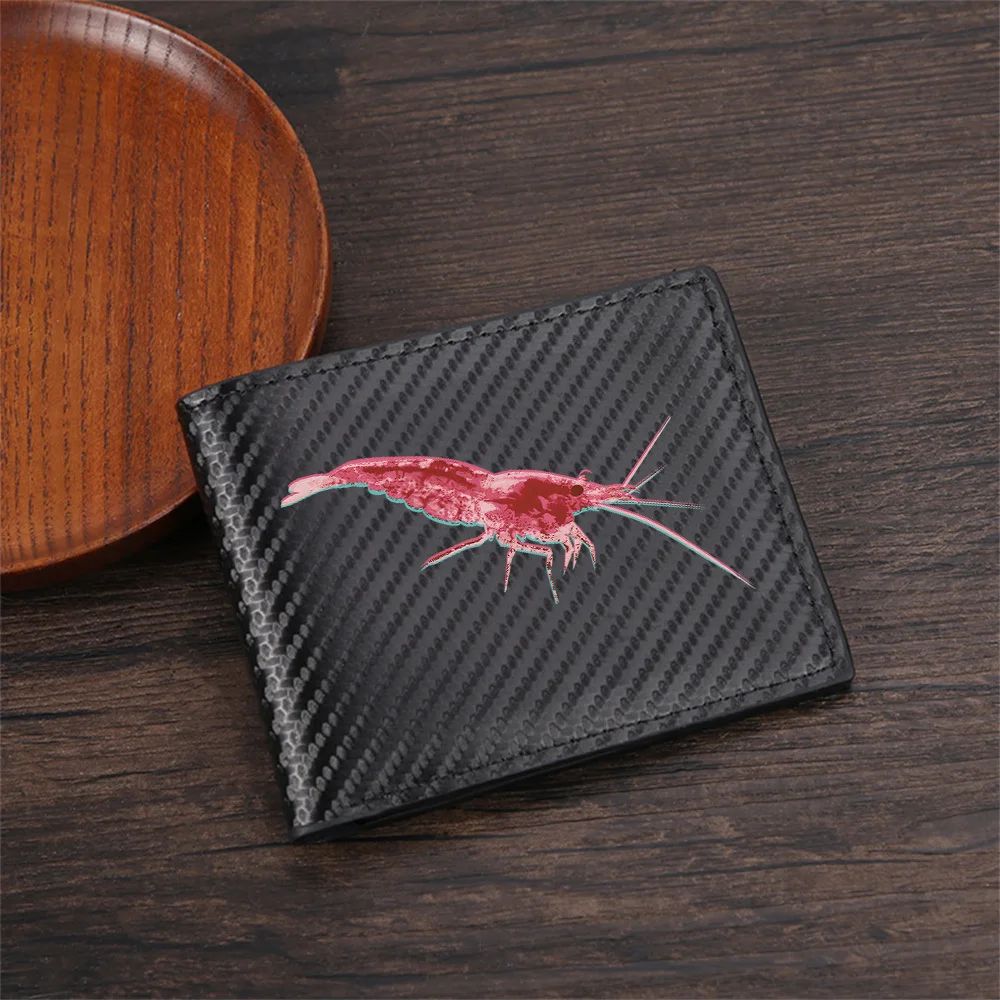 Shrimp body,antenna,eye,black background Men's Wallets Simple Business Modern Stylish Printing Design Gifts For Father Boyfriend
