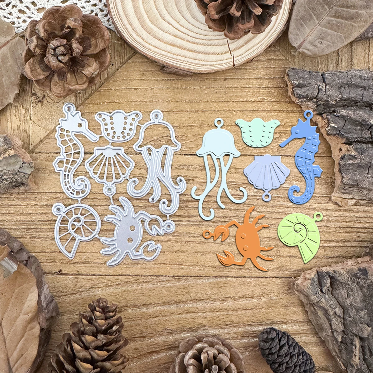動物,海,日曜大工,スクラップブッキング,エンボス加工,装飾用の芸術的な金属カード