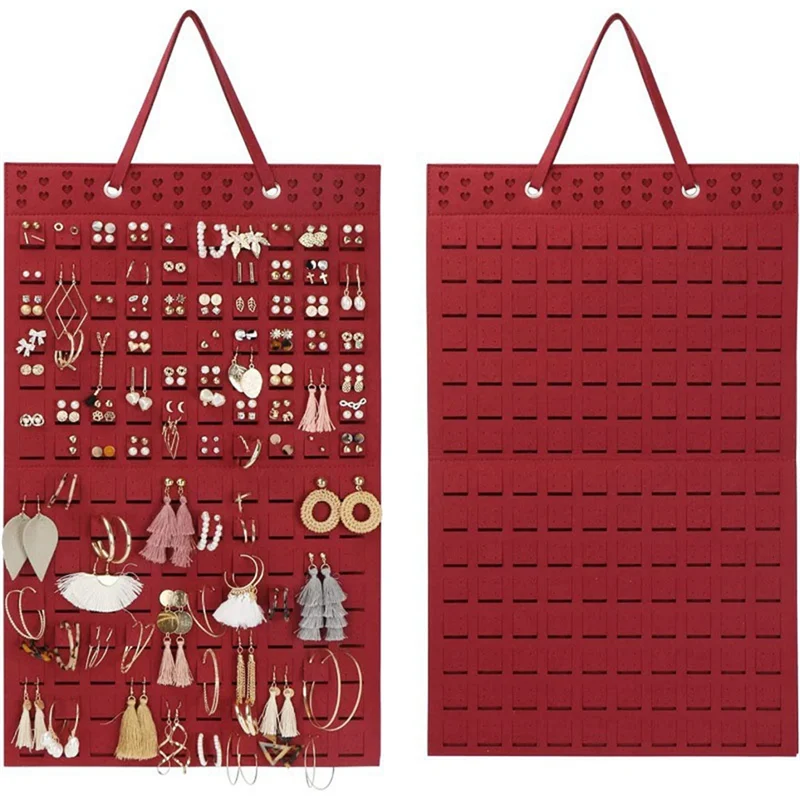 ABQR Hanging Jewellery Organiser, Foldable Hanging Earring Holder, Holds Up to 300 Pairs for Girls and Women, Beige