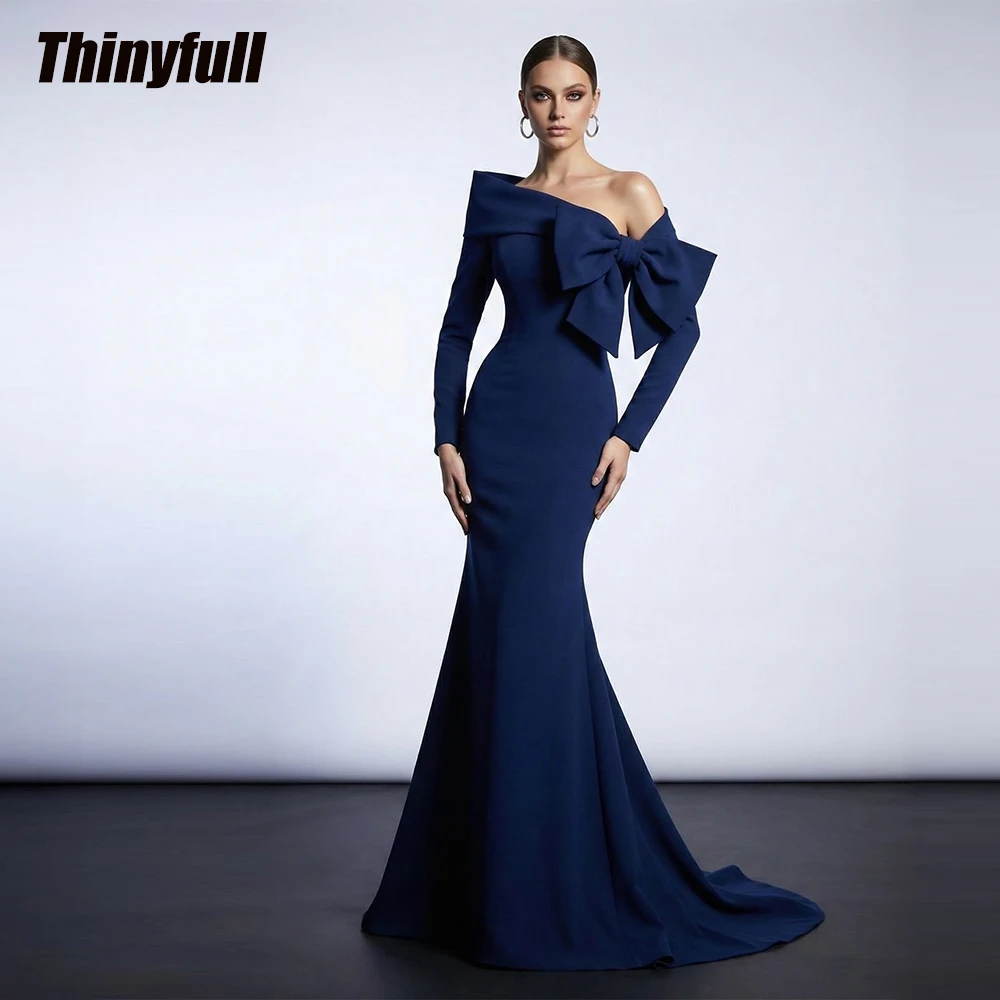 

Thinyfull Arab Satin Mermaid Prom Dresses Full Sleeves Dubai Evening Party Gown Long Formal Dress robes de soirée Customized ﻿