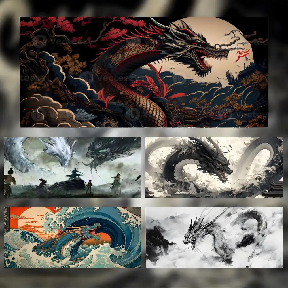 Mythical Dragon Eastern Dragon Mouse Pad Large Thick Desk Pad Stitched Edges Gaming Mouse Mat For Pc