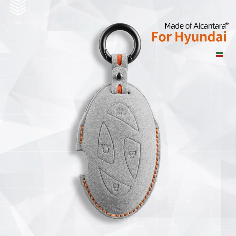 5 Buttons Car Key Case For Hyundai Grandeur GN7 Kona Ev 2023 Ioniq 6 Auto Smart Remote Suede KeyChain Cover Shell Accessories