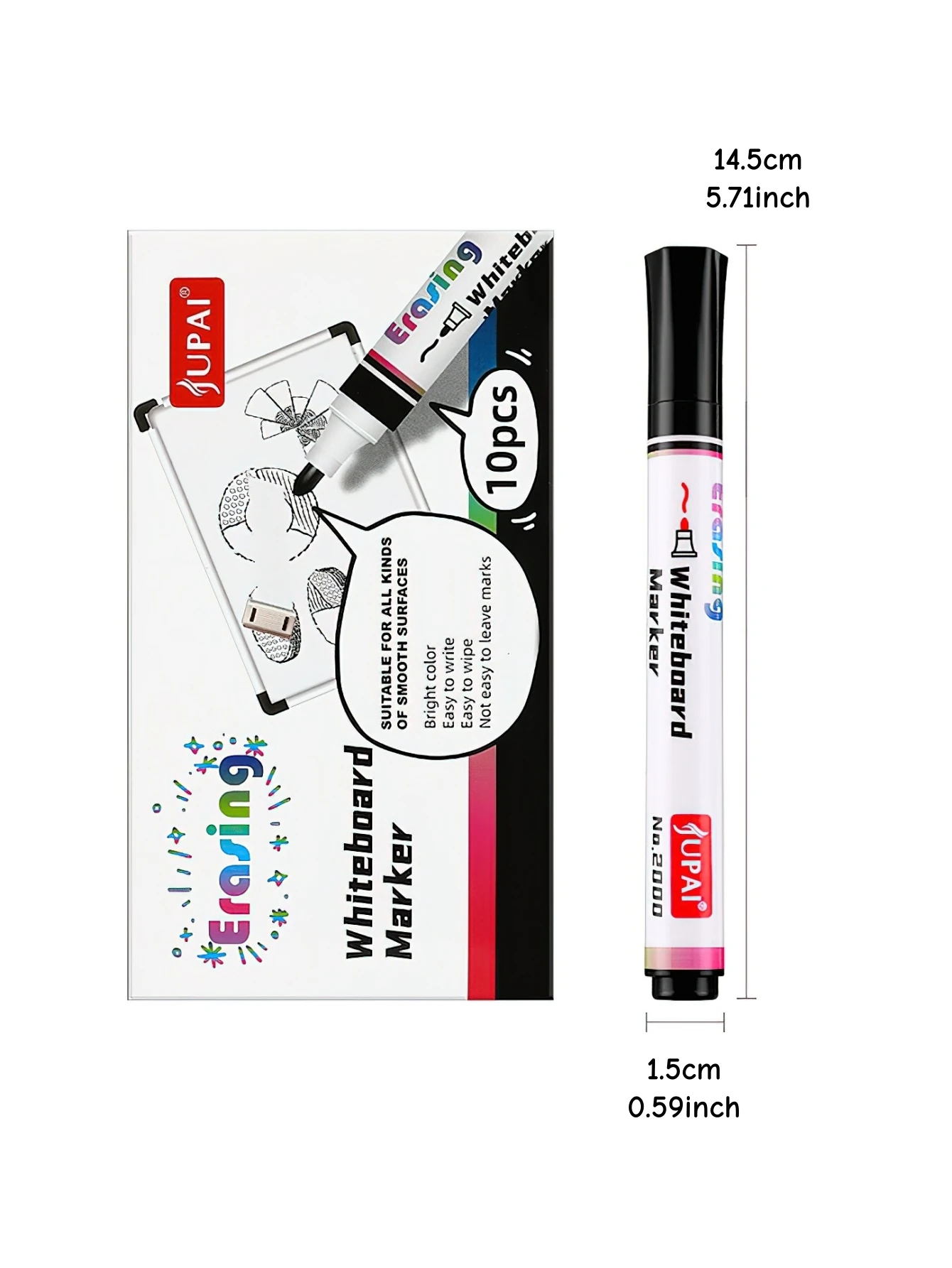 1/4/10 Stück löschbare Whiteboard-Marker, 4 Farben, Rot, Blau, Grün, Schwarz, wasserbasierte Stifte für Unterricht, Schreiben, Büro, F7932 – Detail 6