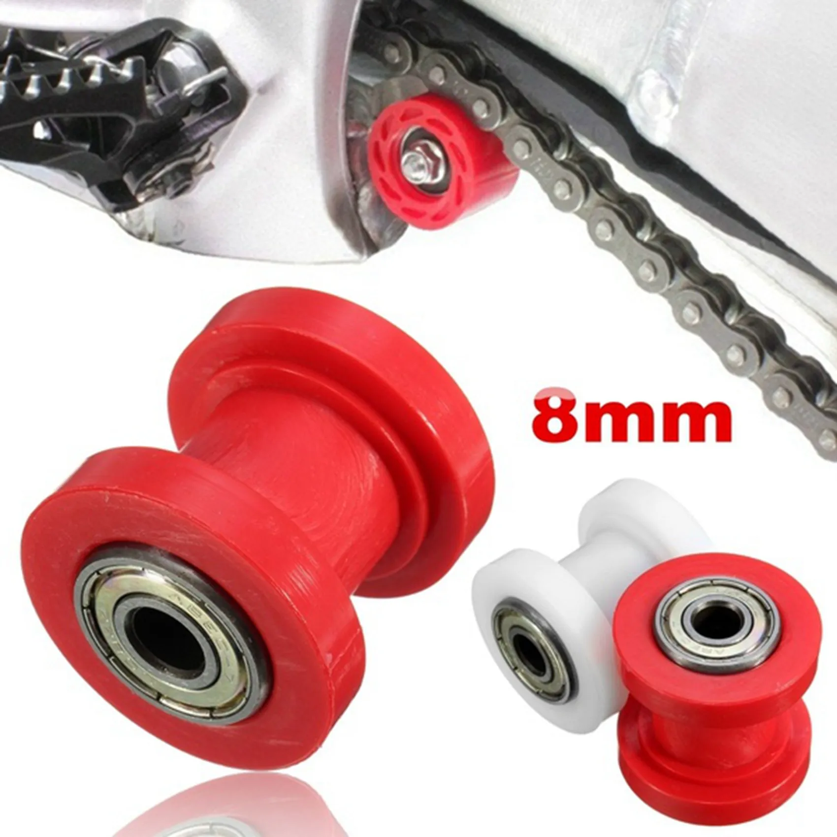 ODIES-4X Rueda rodante tensora de cadena de piñón guía de cadena de adaptación de motocicleta todoterreno adecuada para XR CRF KLX110 (blanco)