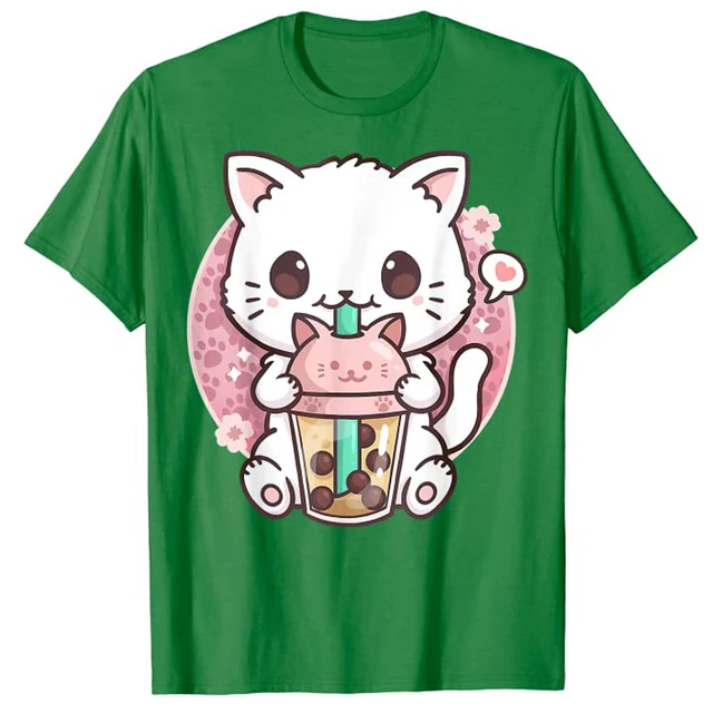 Cat Boba Tea Bubble Tea Anime Kawaii Neko Gift Girls Teens T shirt Kitty Lover Cartoon Tee Top Japanese Style Aesthetic Clothing T shirts AliExpress