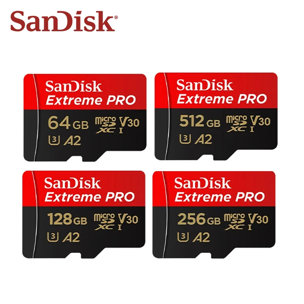 Sandisk Extreme PRO Card 64GB 128GB 256GB Micro SD TF Card 512GB 1TB Hight Speed V30 Class 10 UHS-I U3 Memory MicroSD Card