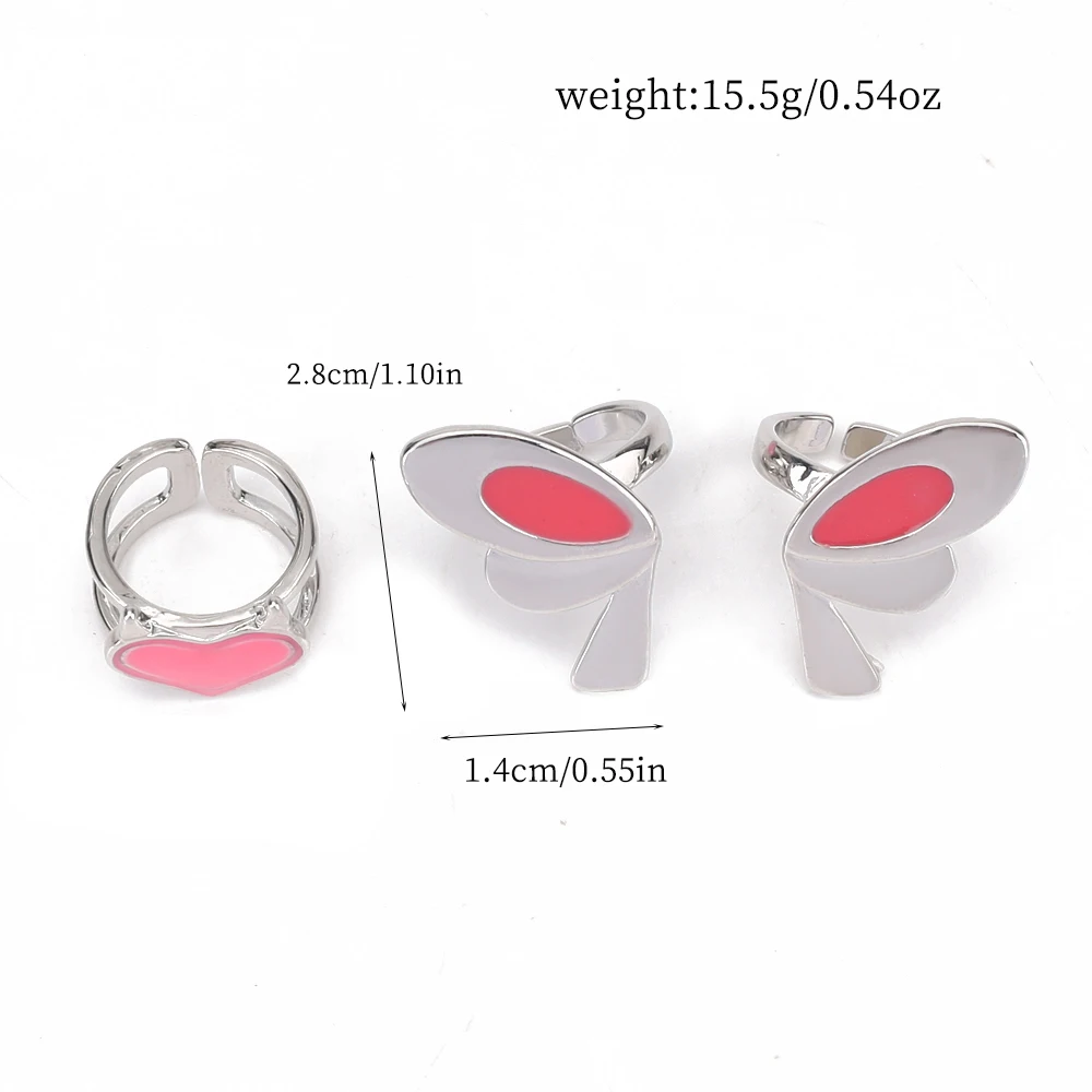لعبة شخصية VALORANT القرنفل تأثيري حلقة مجموعة معدنية مفتوحة قابل للتعديل فراشة القلب خاتم اكسسوارات الدعائم #6