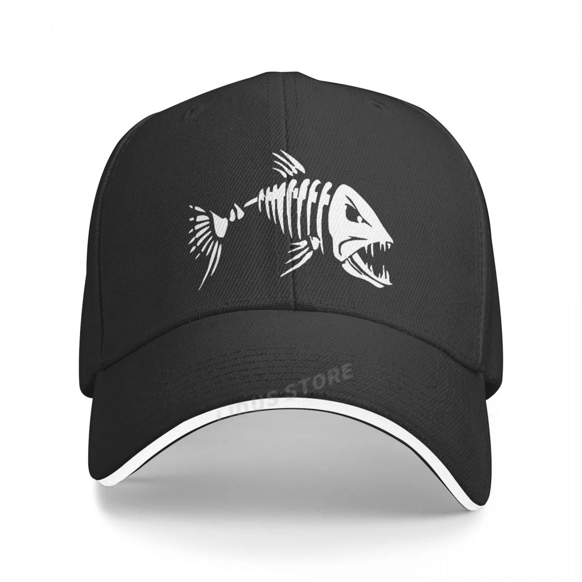 

Men Outdoor Fishing Baseball Cap Cartoon Fish Bones Print Hat Fashion Brand Fishing Enthusiast Hat Adjustable Snapback Hats