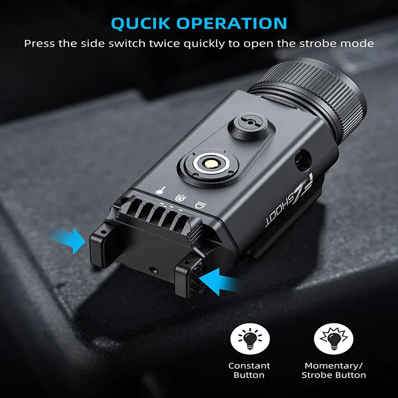 2400 Lumens Laser Light Combo High Lumen Huntin Flashlight Green Laser with Quick Install Adjustable Slide Rail for Picatinny GL