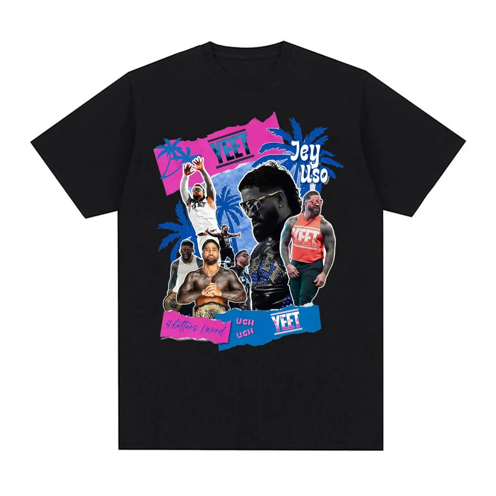 Camiseta Jey Uso Yeet Main Event Summer Slam, Ropa para Hombre, Camisetas Retro Hip Hop de Estilo Urbano, Camiseta Informal de Algodón de Manga Corta