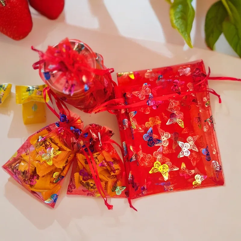 

20 подарочных пакетов из органзы, прозрачные завязки, идеально подходят для свадебных сувениров, подарков на вечеринку, ювелирных изделий, конфет и украшений