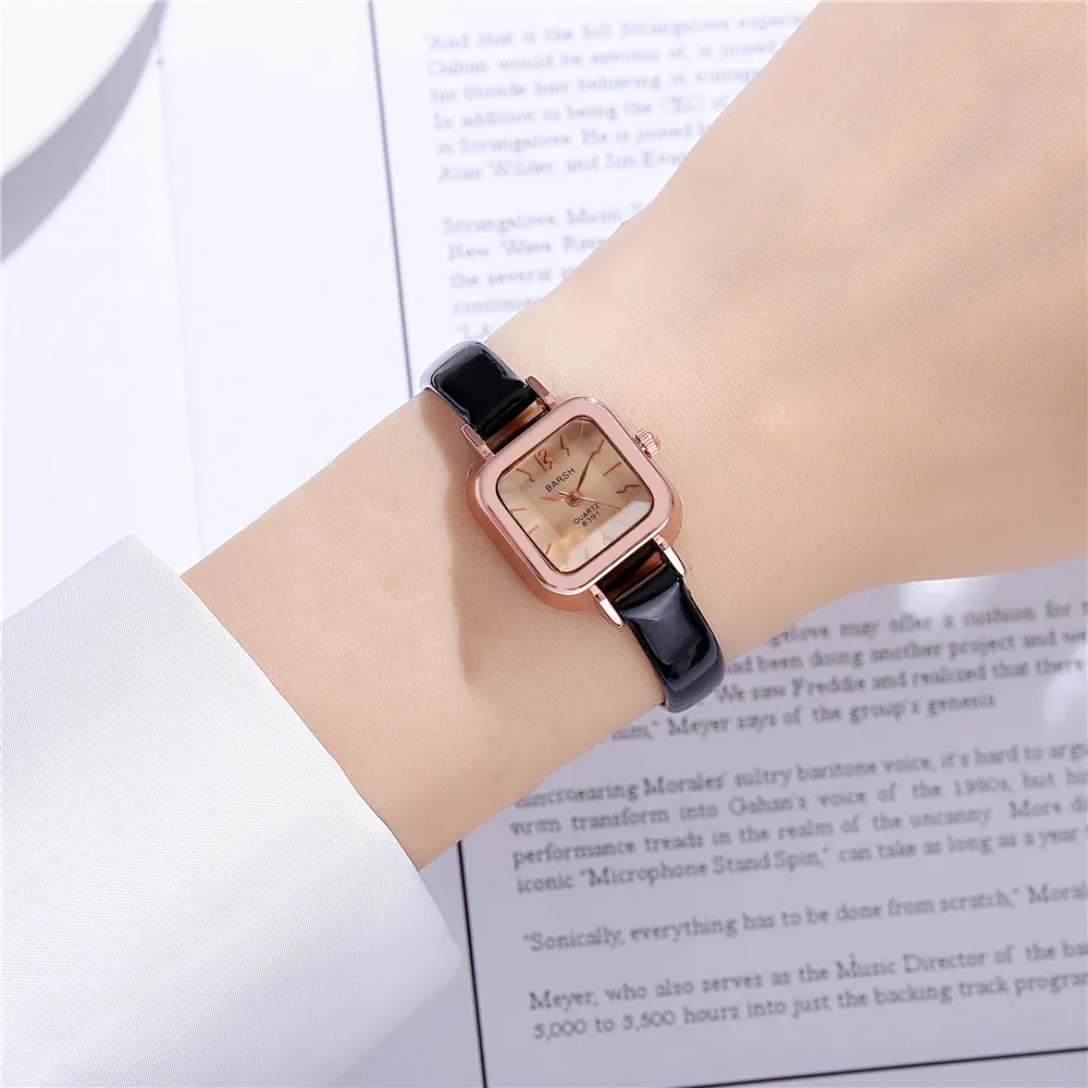 fashion small dial pu leather lady women quartz casual watch