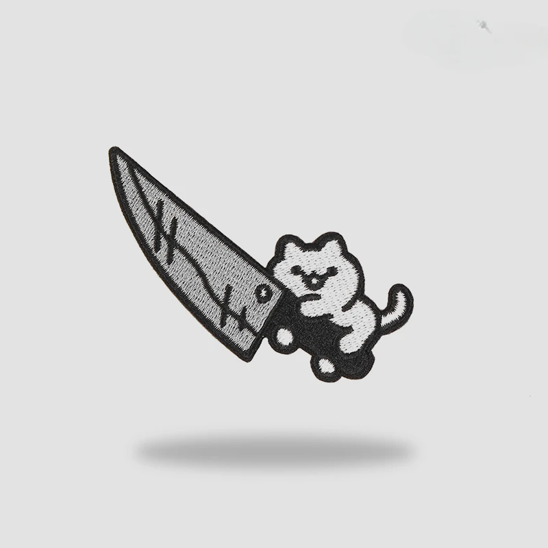 "Pull Out My 40 M Machete" Funny Cat Yellow Duck Hook&Loop Patch Big Knife Kitten Armband Morale Badge Tactical Outdoor Backpack - view 5