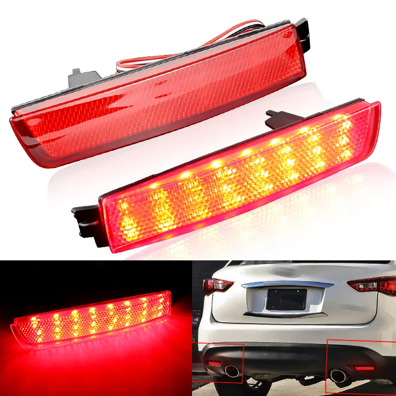 

Red Lens Rear Bumper Reflector Lamp LED Tail Brake Light for Nissan Juke Murano Quest Sentra Infiniti FE+S FE+SV SR Turbo