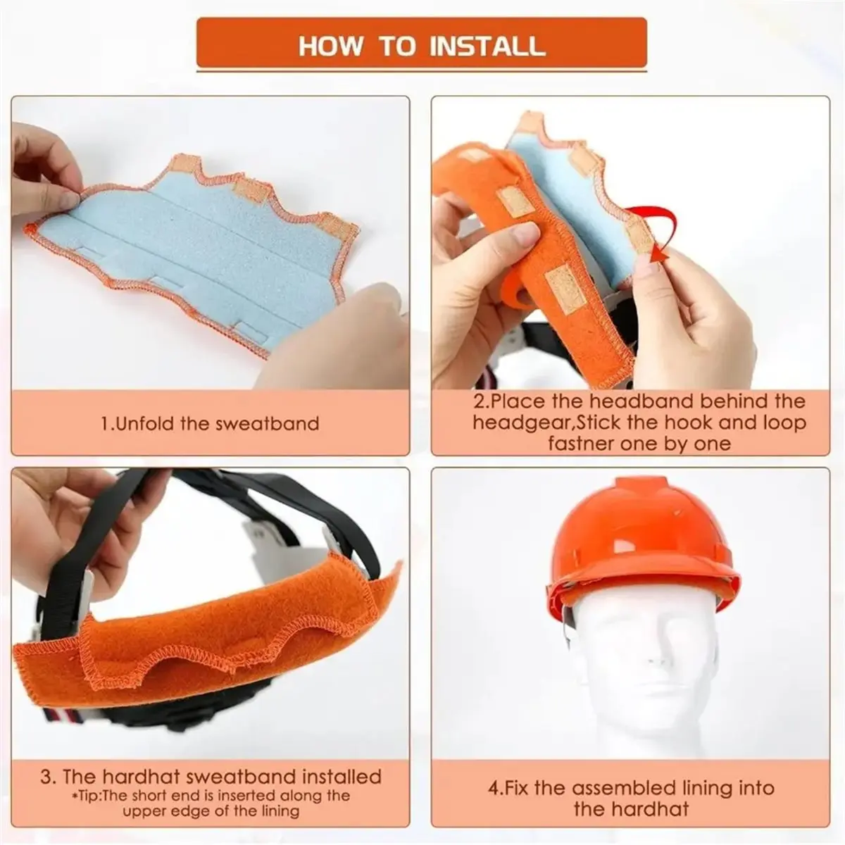 6 Pcs Helmet Sweatbands Reusable Safety Hard Hat Sweatband for Summer Headband Sweatband