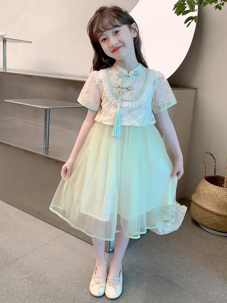 

Vintage Chinese Hanfu for Girls, Chinese-style Dress Sets, Teen Chinese Sets, Net Princess Dresses, Summer Dresses