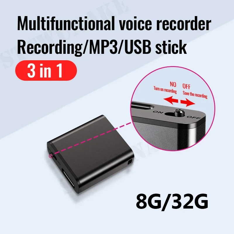 Ultra-Thin Mini Voice Recorder Digtal Record Micro Professional Sound Activated Dictaphone Small Player Recorder Device