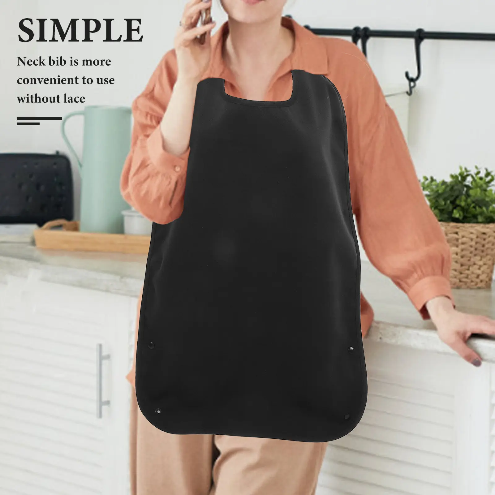 Waterproof Adult Food Bibs For Adult Dining Polyester Elastic Neck Crumb Collector Elderly Disabled Spill