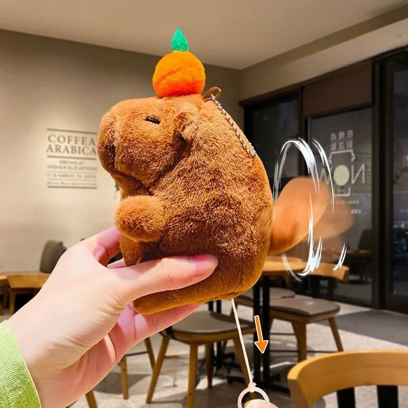 Capybara Wagging The Tail Plush Toy Bee Wings Capybara Stuffed Animal Keychain Bag Pendant Key Holdr Children's Gifts
