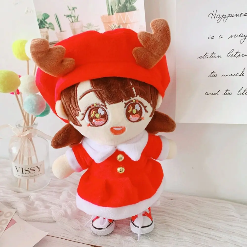 

Cute Elk Santa Claus Cotton Dress Stuffed Lovely Christmas Elk Idol Clothes Korea Cartoon 20CM Toys Clothing Playing House