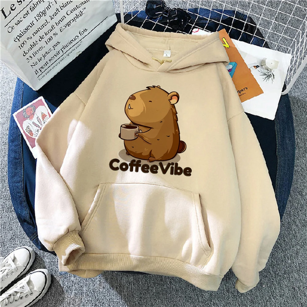 Capybara hoodies ผู้หญิงแขนยาวเหงื่อ Y2K อะนิเมะเสื้อกันหนาวหญิงแขนยาวดึงด้านบน