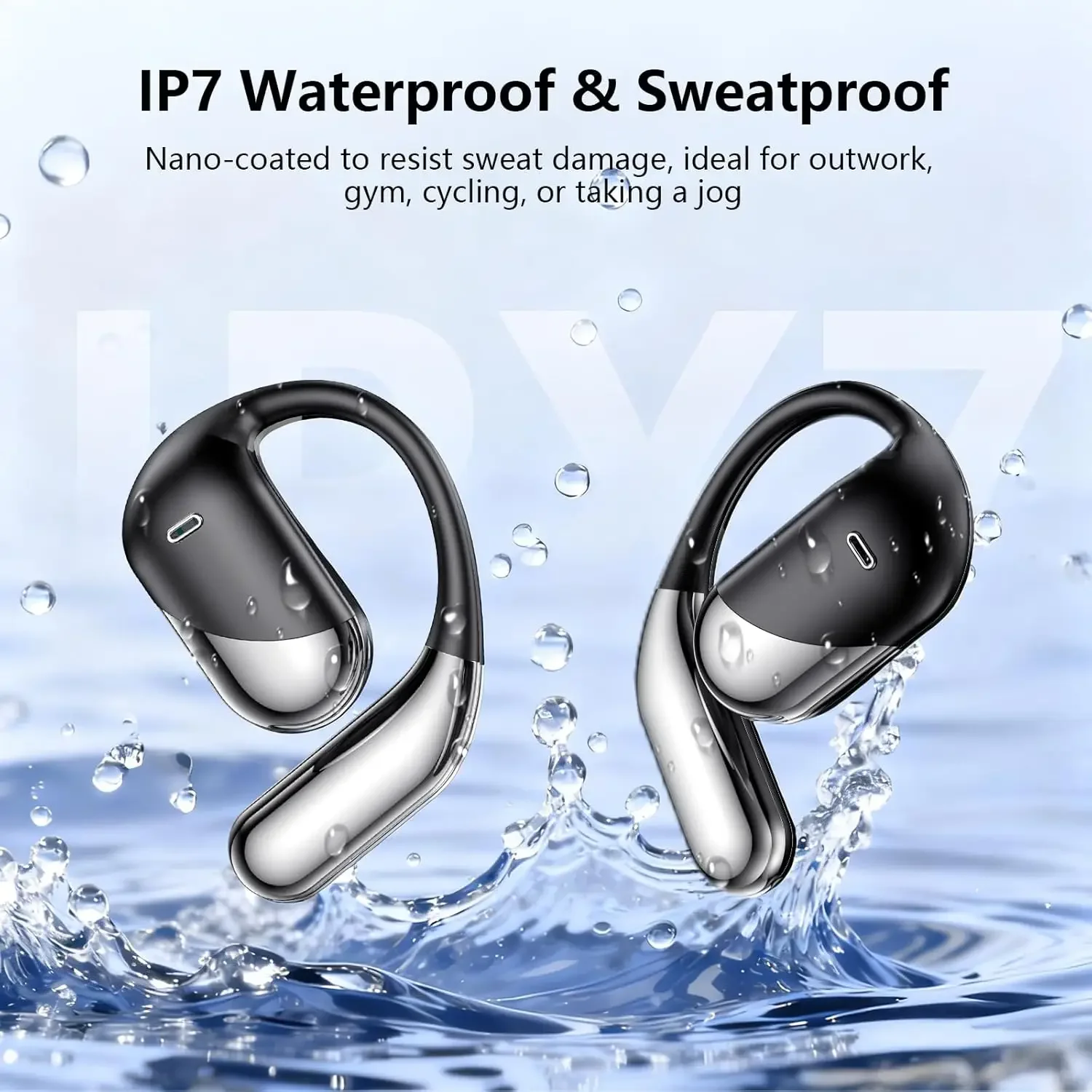 

Наушники OWS с открытым ухом, Bluetooth 5,4, беспроводные наушники, Hi-Fi звуковая гарнитура, сенсорное управление, TWS-наушники, 60-часовое воспроизведение для занятий спортом