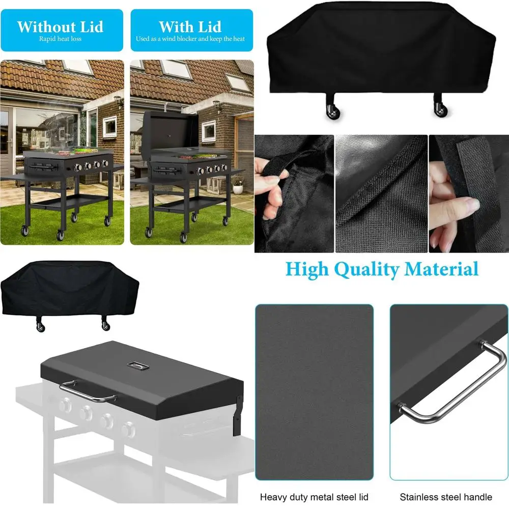 Tapa con bisagras para plancha Blackstone 36 con cubierta para parrilla y medidor de temperatura para modelos 1554, 1818, 1825, 1836, 1863, 2149