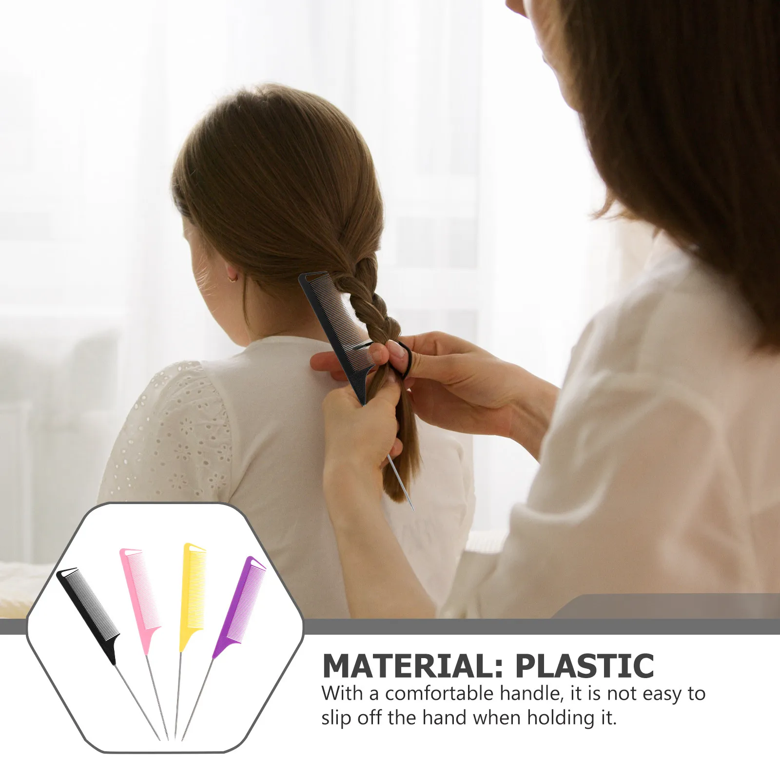 

12Pcs Haircutting Comb Set Strong Lightweight Plastic Pintail Design for Easy Parting Sectioning Salon Home Hair Care