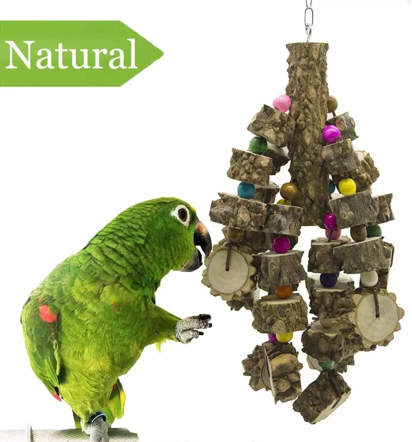 Parrot Toy Bird Toys Natural Wood Large Parrot Toy Bird Toys Best for African Grey Macaws Cockatoos Parrot Birds and More