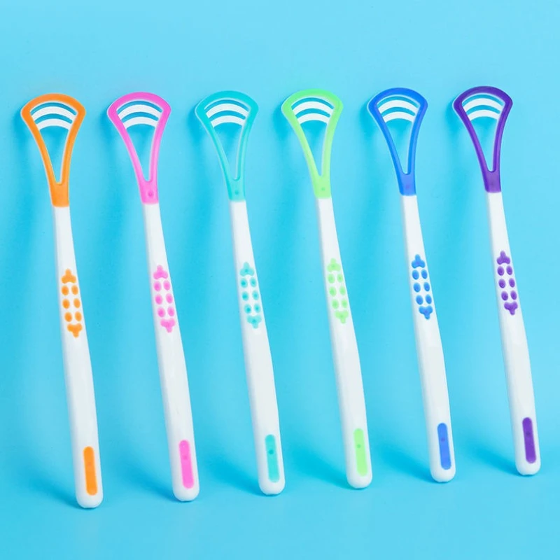 50Pcs Tongue Scraper Oral Cleaner Brush Fresh Breath Cleaning Coated Toothbrush Hygiene Care Tools