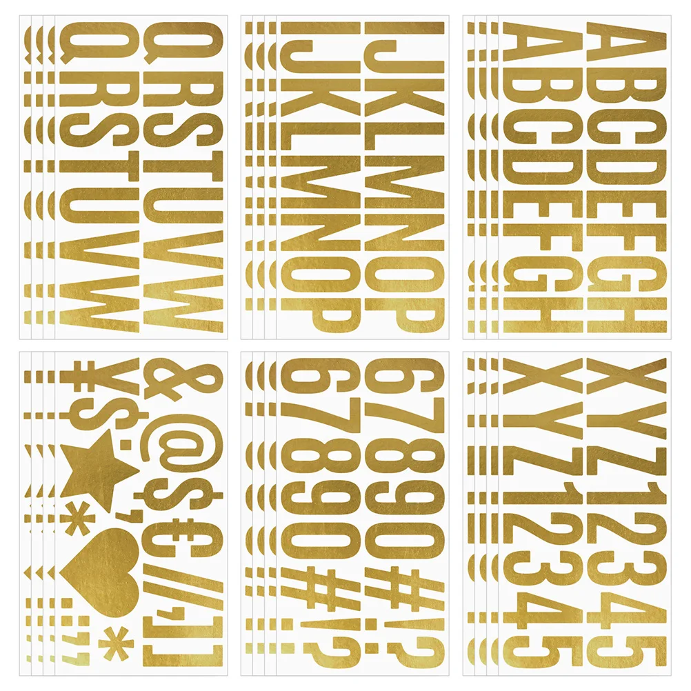 

4 set Gold Stickers Alphabet Numbers Craft DIY Scrapbooking Sticker Letters For Crafts Journal Supplies Vinyl Decor