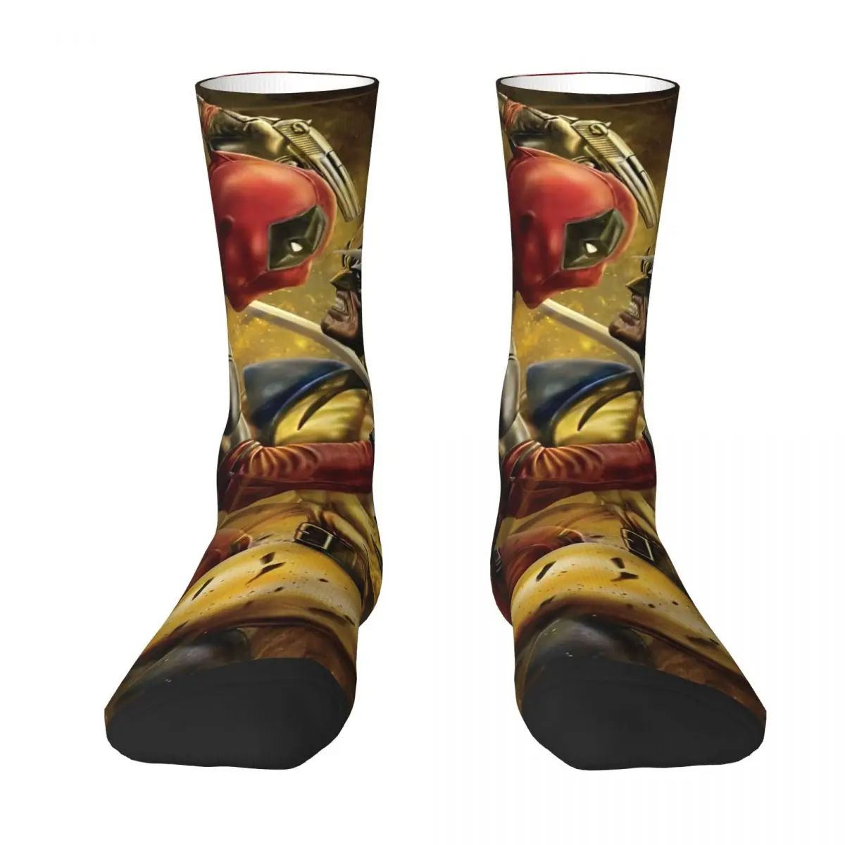 Marvel Deadpool & Wolverine Socks Autumn Stockings Retro Women Men Warm Soft Socks Design Outdoor Non Skid Socks