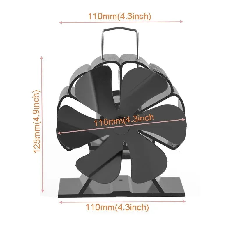 

110 мм деревянный камин, тепловой энергетический вентилятор, алюминиевый сплав, малошумный вентилятор для каминов в европейском и американском стиле для домашнего отопления