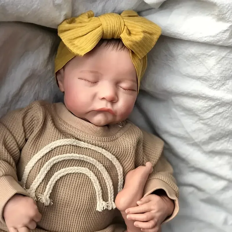 Risbecko levensechte 43 cm afgewerkte herboren pop, zoals echte baby handgemaakte kunstpop, 3D geschilderde huid met zichtbare aderen vinyl ledematen